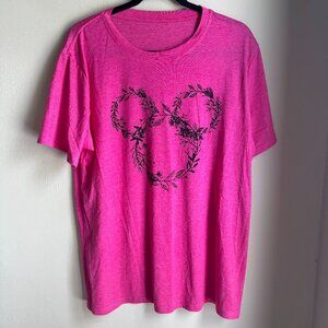 Baggy Bright Pink Mickey Foliage Tee